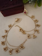 Gold-Toned Pink Beaded Teardrop Earrings | Kashmiri Drop Style, Kundan & Insert Closure