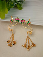 Gold-Toned Floral Ear Cuff Bugadi Earrings | Kundan Studded Brass-Plated Post Back
