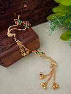 Gold-Toned Floral Ear Cuff Bugadi Earrings | Kundan Studded Brass-Plated Post Back