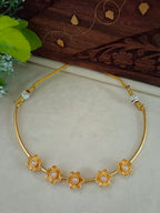 Gold-Plated Beaded Choker Set | Traditional Drop Earrings & Drawstring Closure