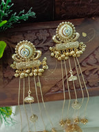 Gold toned and White Classic Jhumkas – Ethnic Earrings for Women