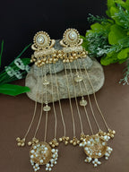 Gold toned and White Classic Jhumkas – Ethnic Earrings for Women