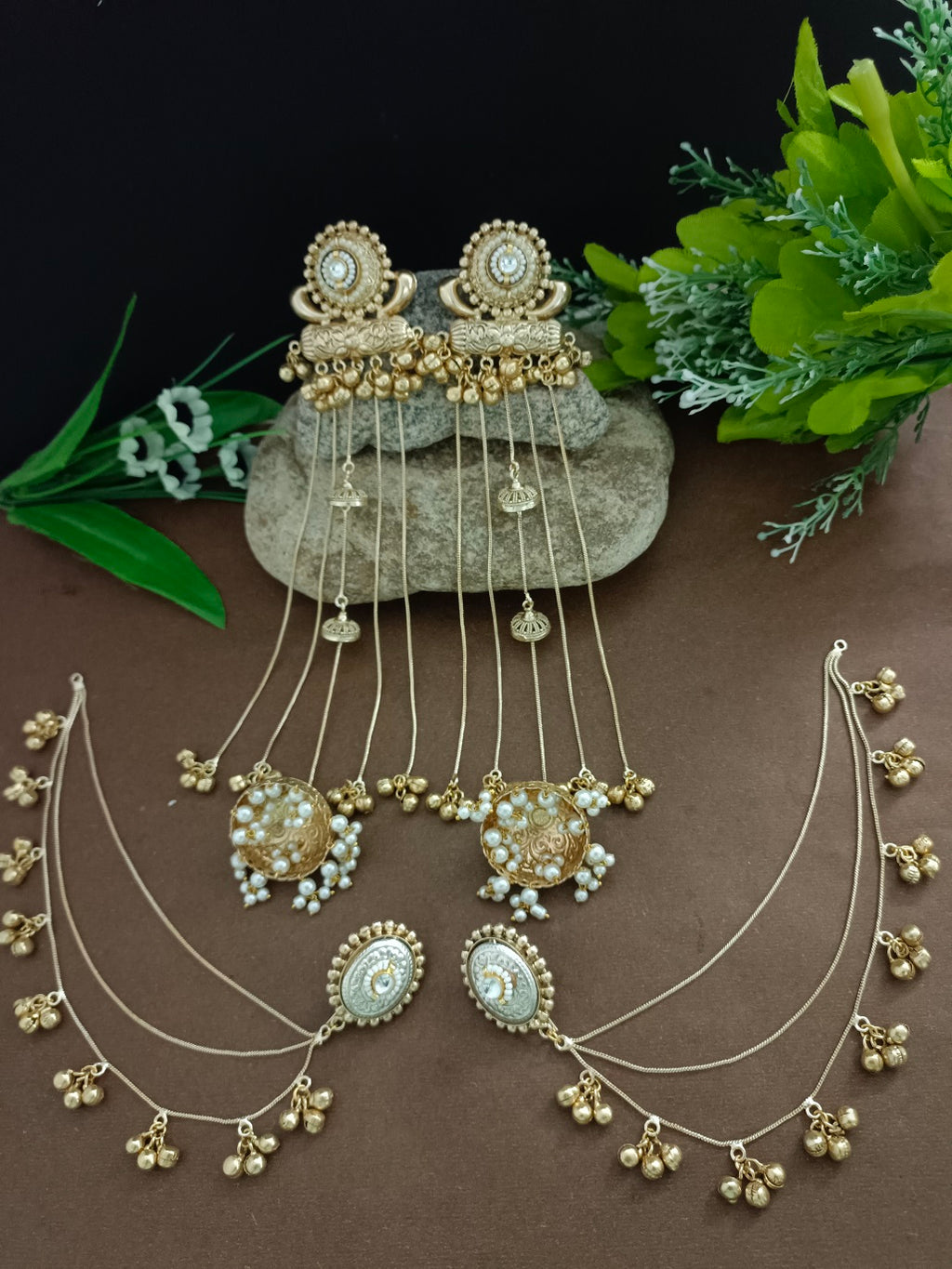 Gold-Toned Brass Plated Traditional Kashmiri Style Jhumka Ghungaroo Drop Earrings