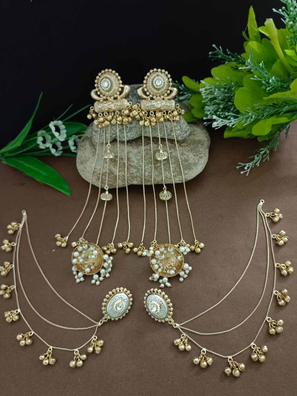 Gold-Toned Brass Plated Traditional Kashmiri Style Jhumka Ghungaroo Drop Earrings