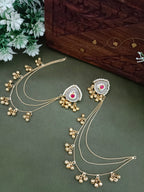 Silver-Toned Pink Heart Ear Cuff Earrings | Kundan Studded, Brass-Plated Insert Closure