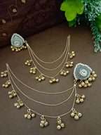 Gold-Toned Teardrop Ear Cuff Earrings | Kundan Studded Brass-Plated Insert Closure