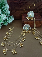 Gold-Toned Teardrop Ear Cuff Earrings | Kundan Studded Brass-Plated Insert Closure