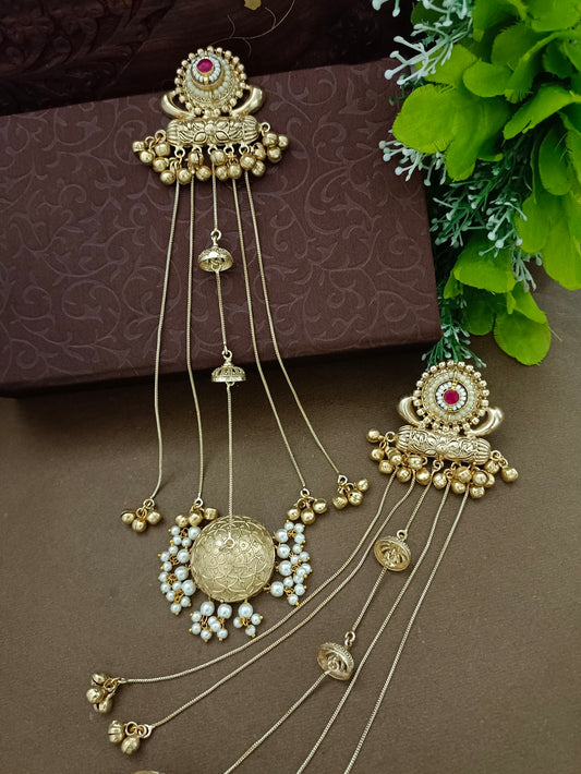 Gold-Toned Pink Drop Earrings | Kundan Studded Brass-Plated Post Back