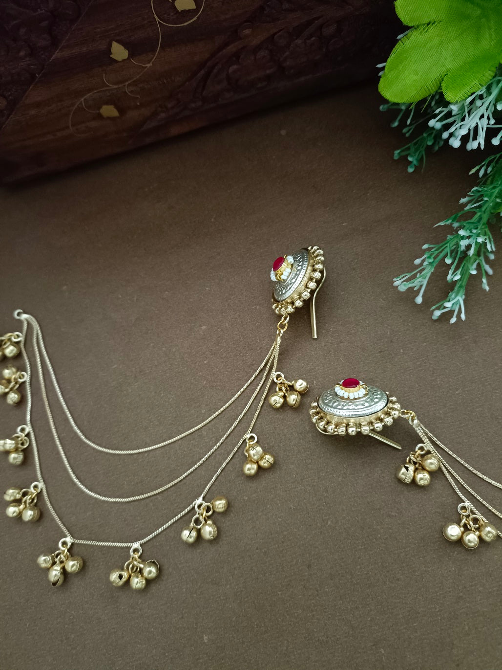 Gold-Toned Pink Oval Drop Earrings | Kundan Brass-Plated Insert Style