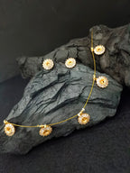 Cubic Zirconia Studded Jewellery Set: Gold-Toned Necklace & Earrings | Brass-Plated Lobster Clasp