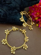 Set Of 2 Women Gold-Plated Ghungroo Beaded Kashmiri Bangle-Style Brass Bracelet