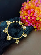 Women Gold-Plated Ghungroo Beaded Kashmiri Bangle-Style Brass Bracelet