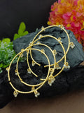 Set Of 4 Pearls Studded Gold-Plated Lightweighted Adjustable Bangle-Style Cuff Bracelet