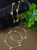 Set Of 4 Pearls Studded Gold-Plated Lightweighted Adjustable Bangle-Style Cuff Bracelet