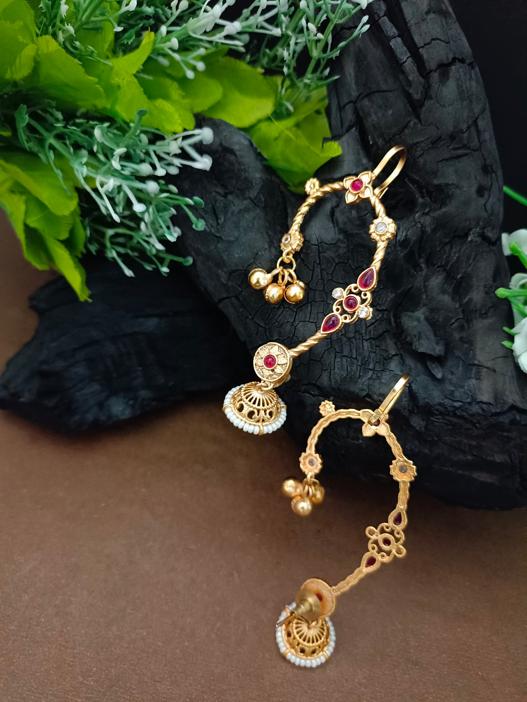 Gold Plated Kundan Studded Bugadi Ear Cuff Earrings