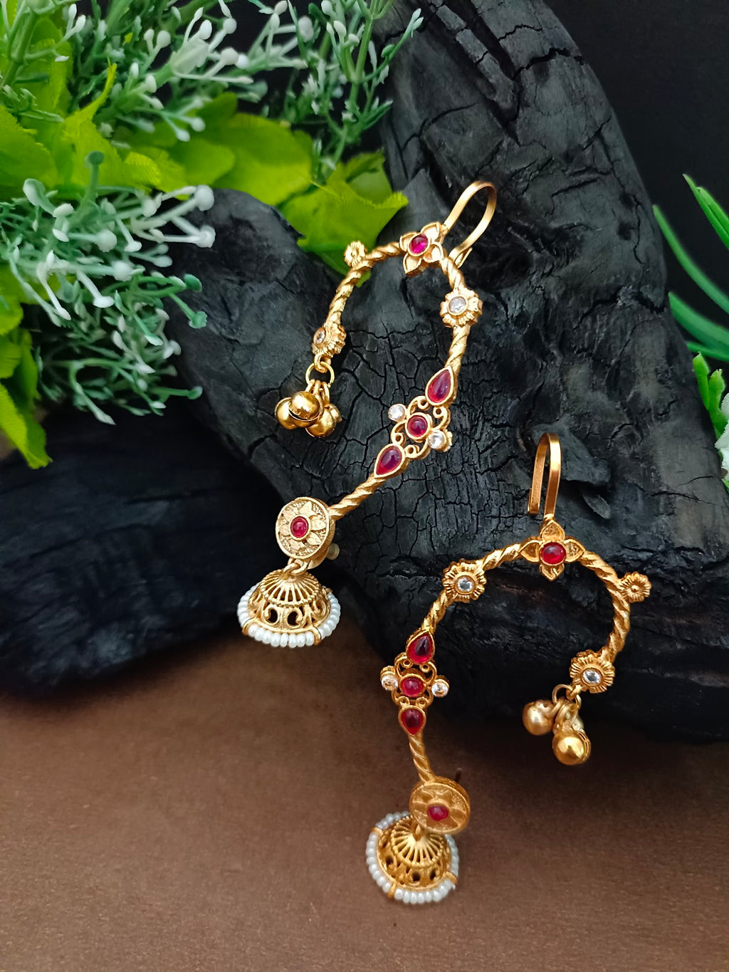 Gold Plated Kundan Studded Bugadi Ear Cuff Earrings