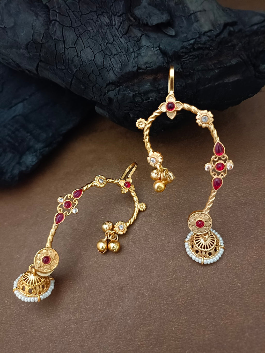 Gold Plated Kundan Studded Bugadi Ear Cuff Earrings