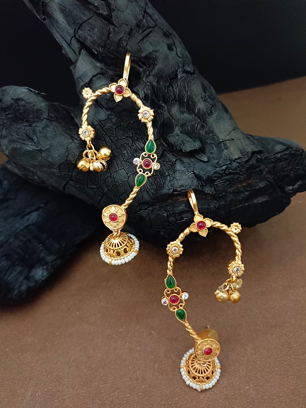 Gold Plated Kundan Studded Bugadi Ear Cuff Earrings