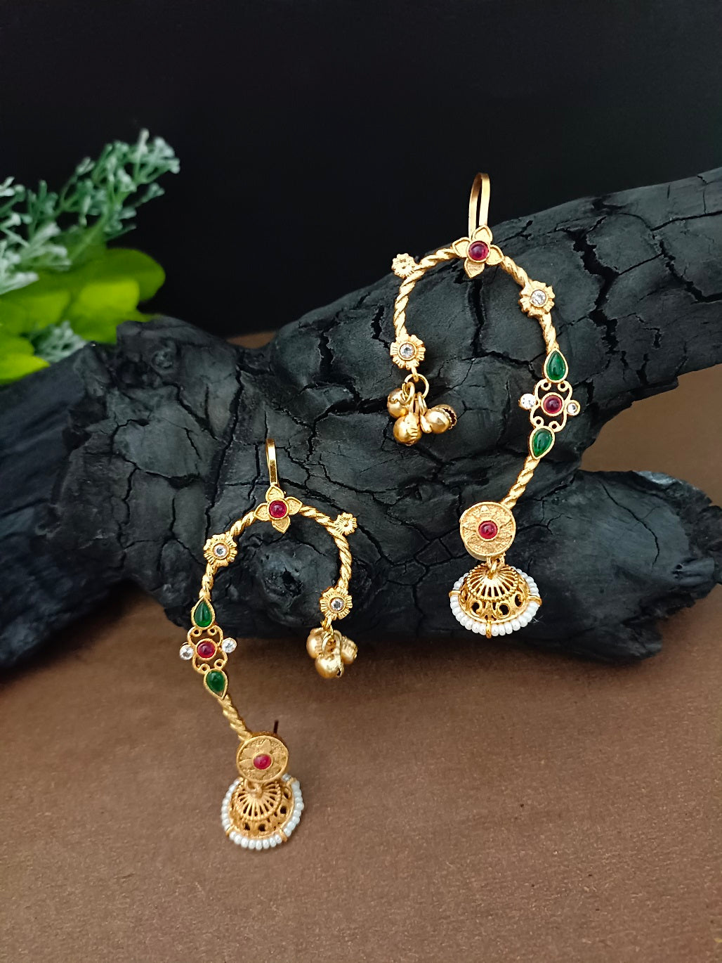 Gold Plated Kundan Studded Bugadi Ear Cuff Earrings