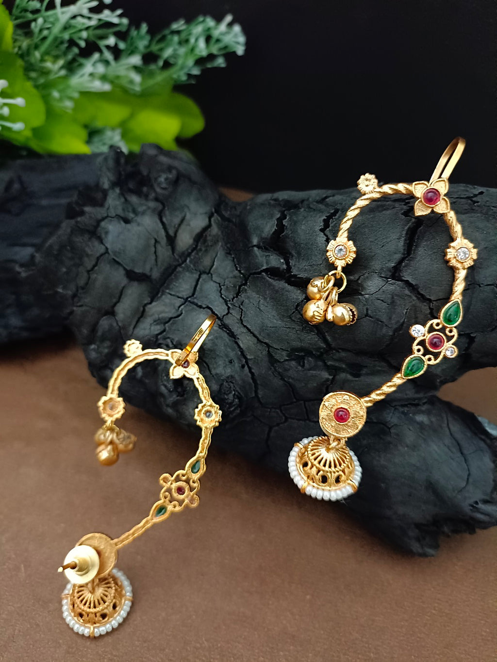 Gold Plated Kundan Studded Bugadi Ear Cuff Earrings