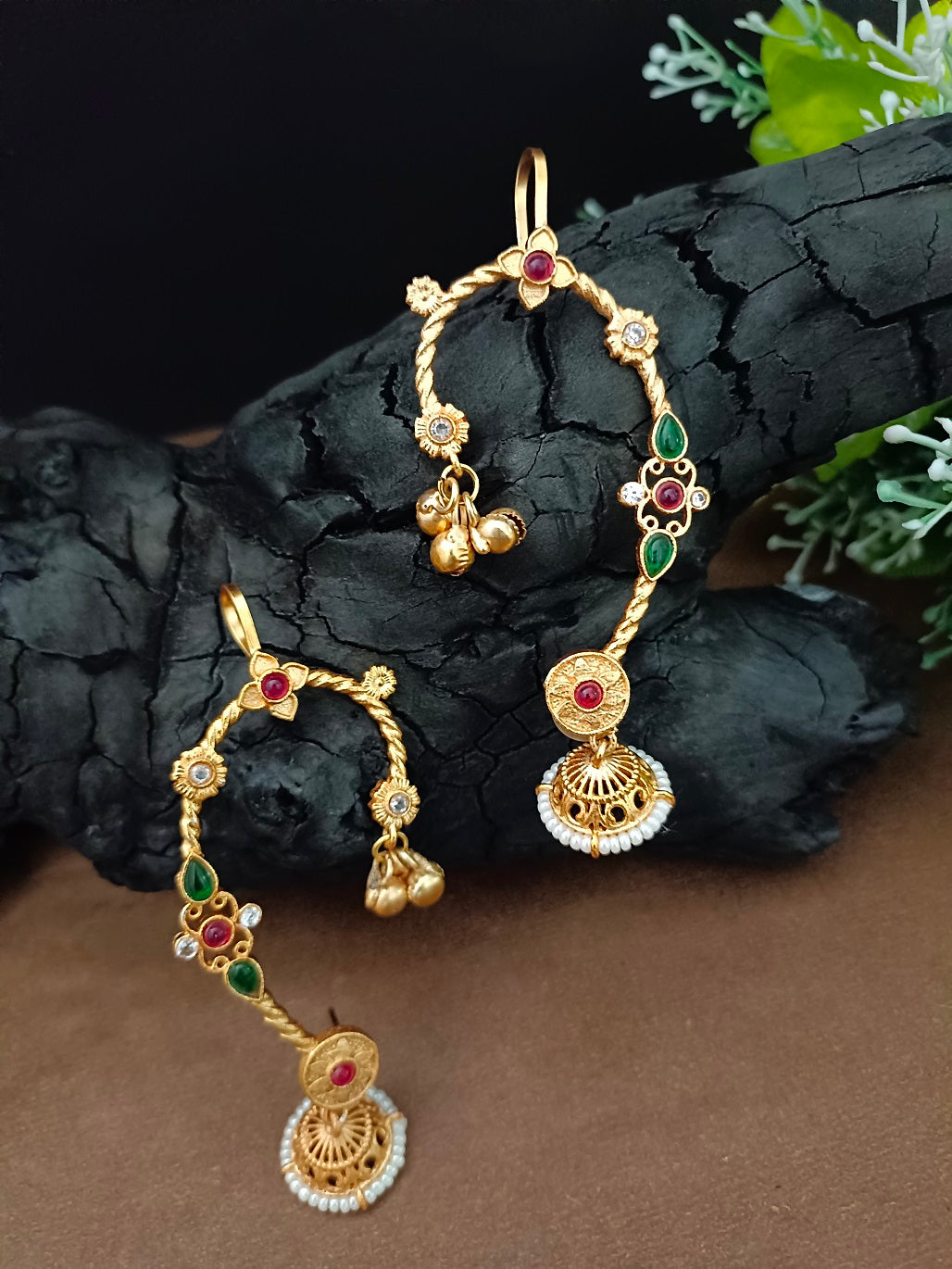 Gold Plated Kundan Studded Bugadi Ear Cuff Earrings