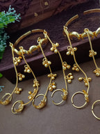 Women 2 Brass Handcrafted Gold-Plated Hathphool Panja Multi Ring moon Bracelet