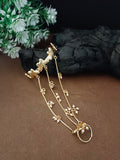 Women Brass Handcrafted Gold-Plated Hathphool Panja Multi Ring Butterfly Bracelet