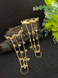 Women 2 Brass Handcrafted Gold-Plated Hathphool Panja Multi Ring Butterfly Bracelet