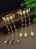 Women 2 Brass Gold-Plated Hathphool Panja Multi Ring Pineapple Haldi Mahendi Bracelet (Copy)