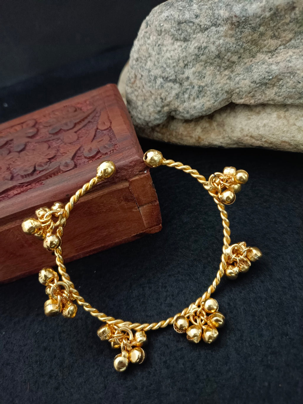 Women Gold-Plated Ghungroo Beaded Kashmiri Bangle-Style Brass Bracelet