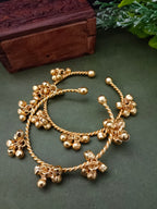 Set Of 2 Women Gold-Plated Ghungroo Beaded Kashmiri Bangle-Style Brass Bracelet
