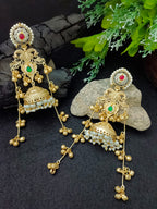 Traditional Gold Tone Kashmiri Jhumka Earrings Ghungaroo Drop Earrings