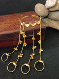 Women Brass Handcrafted Gold-Plated Hathphool Panja Multi Ring moon Bracelet