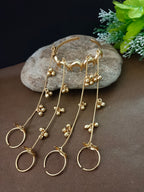Women Brass Handcrafted Gold-Plated Hathphool Panja Multi Ring moon Bracelet