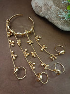 Women Brass Handcrafted Gold-Plated Hathphool Panja Multi Ring moon Bracelet