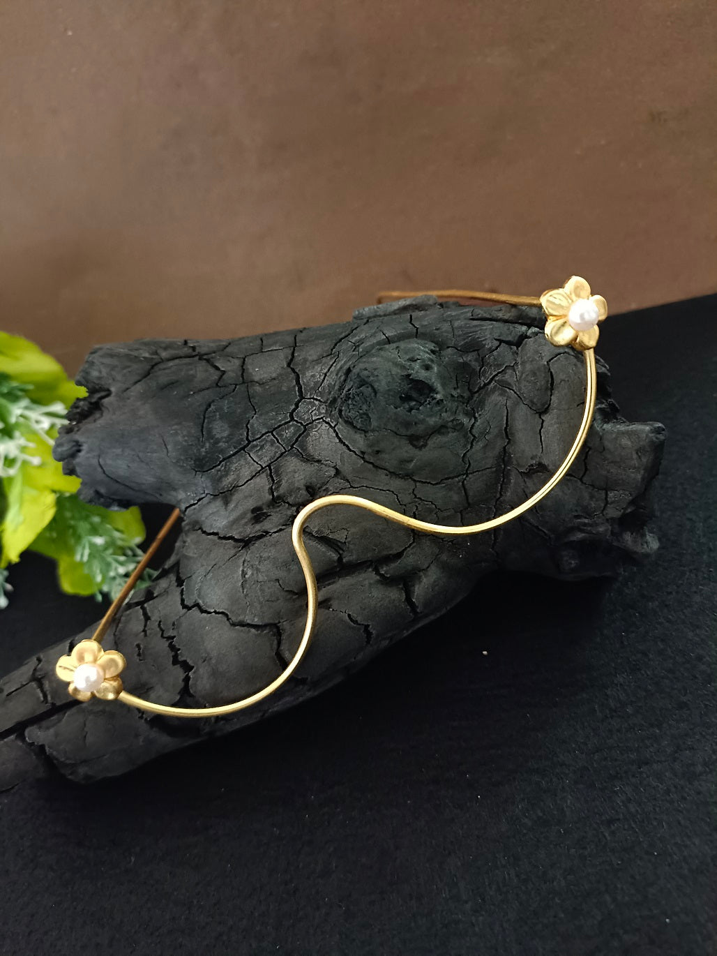 Traditional Gold-Plated Haldi & Mehendi Bridal Facelet – Floral Nose Frame