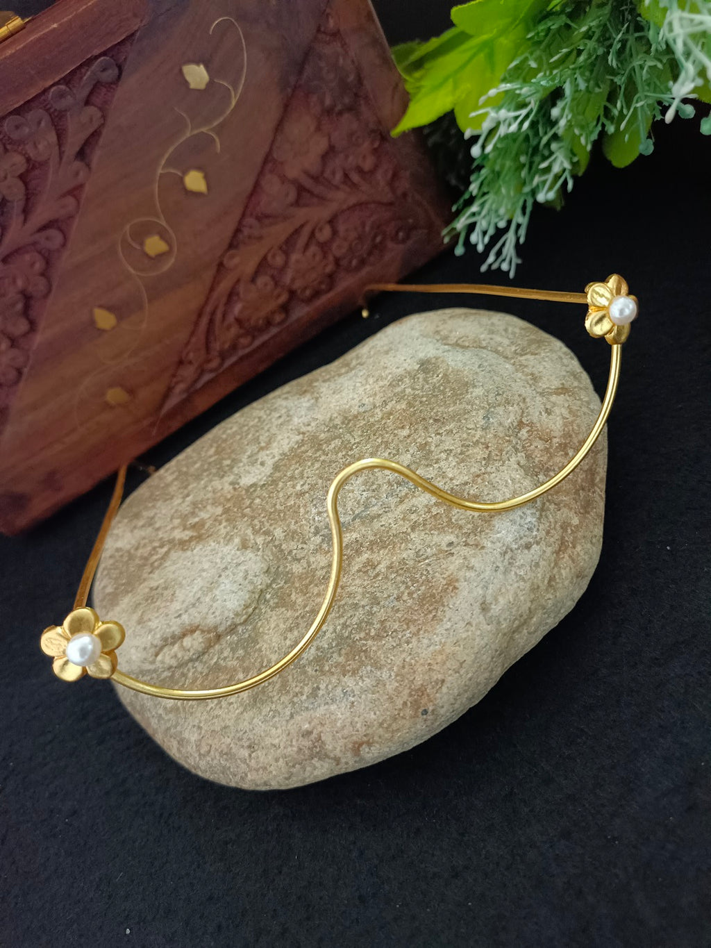 Traditional Gold-Plated Haldi & Mehendi Bridal Facelet – Floral Nose Frame