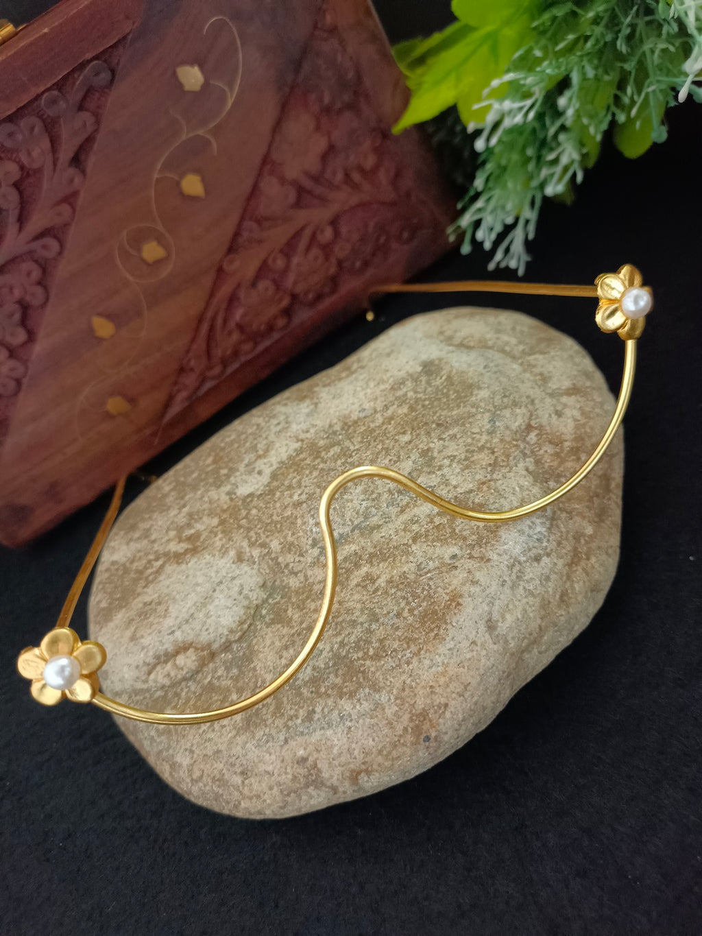 Traditional Gold-Plated Haldi & Mehendi Bridal Facelet – Floral Nose Frame