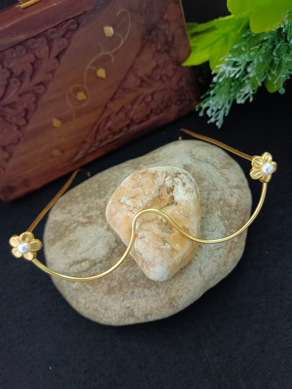 Traditional Gold-Plated Haldi & Mehendi Bridal Facelet – Floral Nose Frame