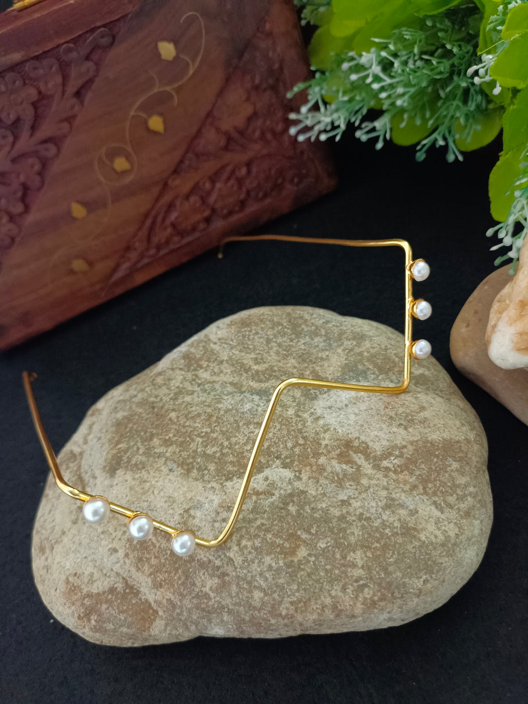 Traditional Gold-Plated Haldi & Mehendi Bridal Facelet – Floral Nose Frame