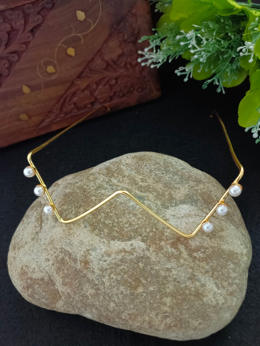 Traditional Gold-Plated Haldi & Mehendi Bridal Facelet – Floral Nose Frame