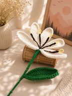 Handmade Crochet Lily Artificial Flower – White