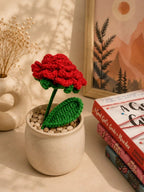 Handmade Crochet Rose Artificial Flower – Red