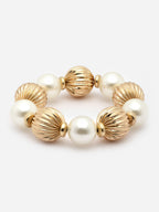 Elegant Gold-Plated and Pearl Statement Bracelet for Women