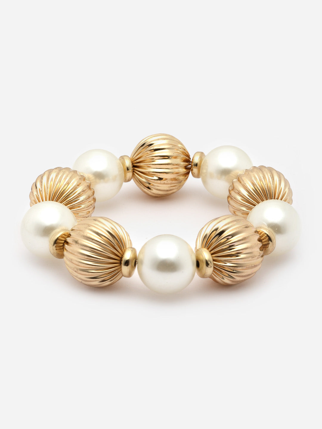 Elegant Gold-Plated and Pearl Statement Bracelet for Women