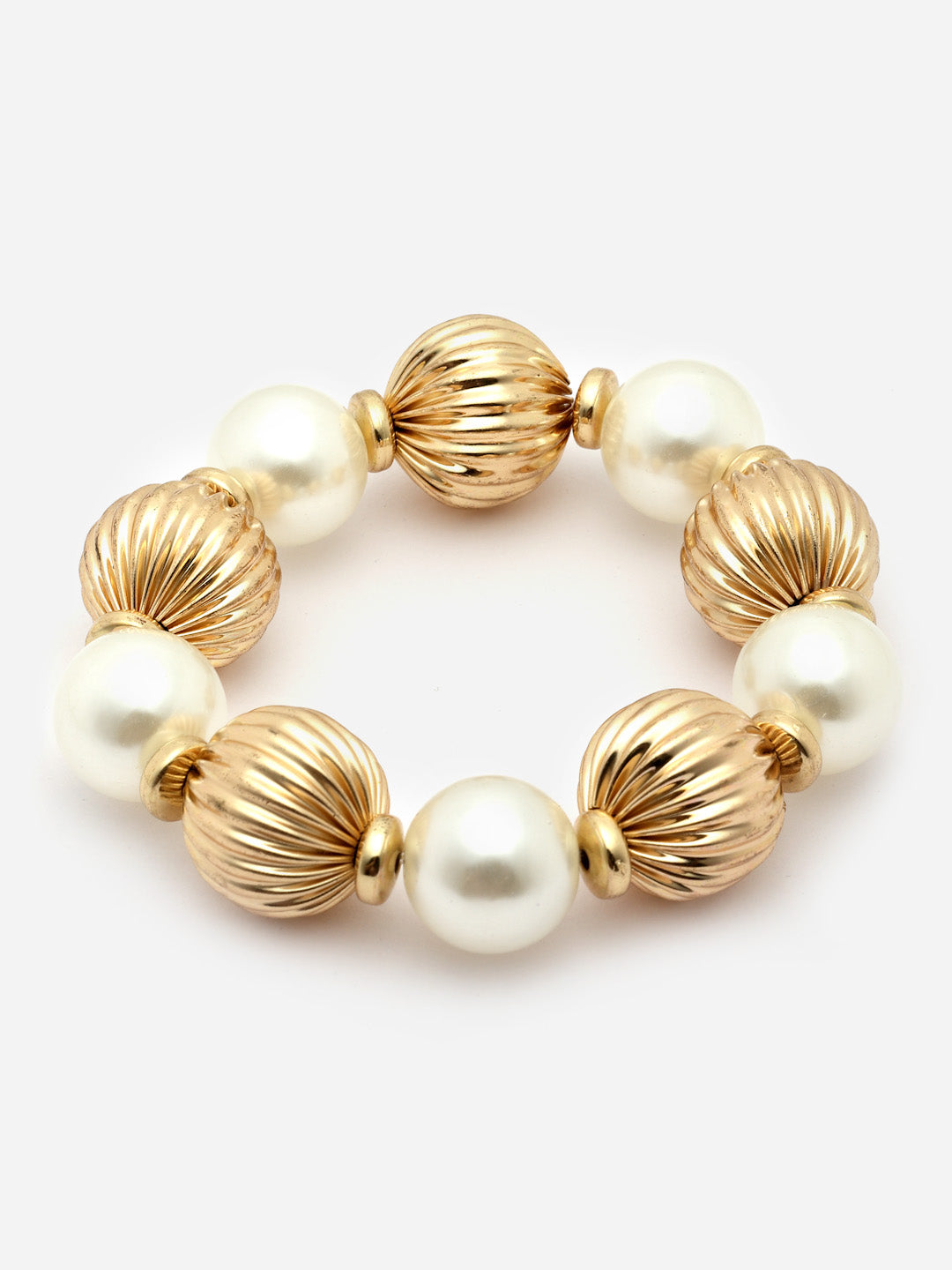 Elegant Gold-Plated and Pearl Statement Bracelet for Women