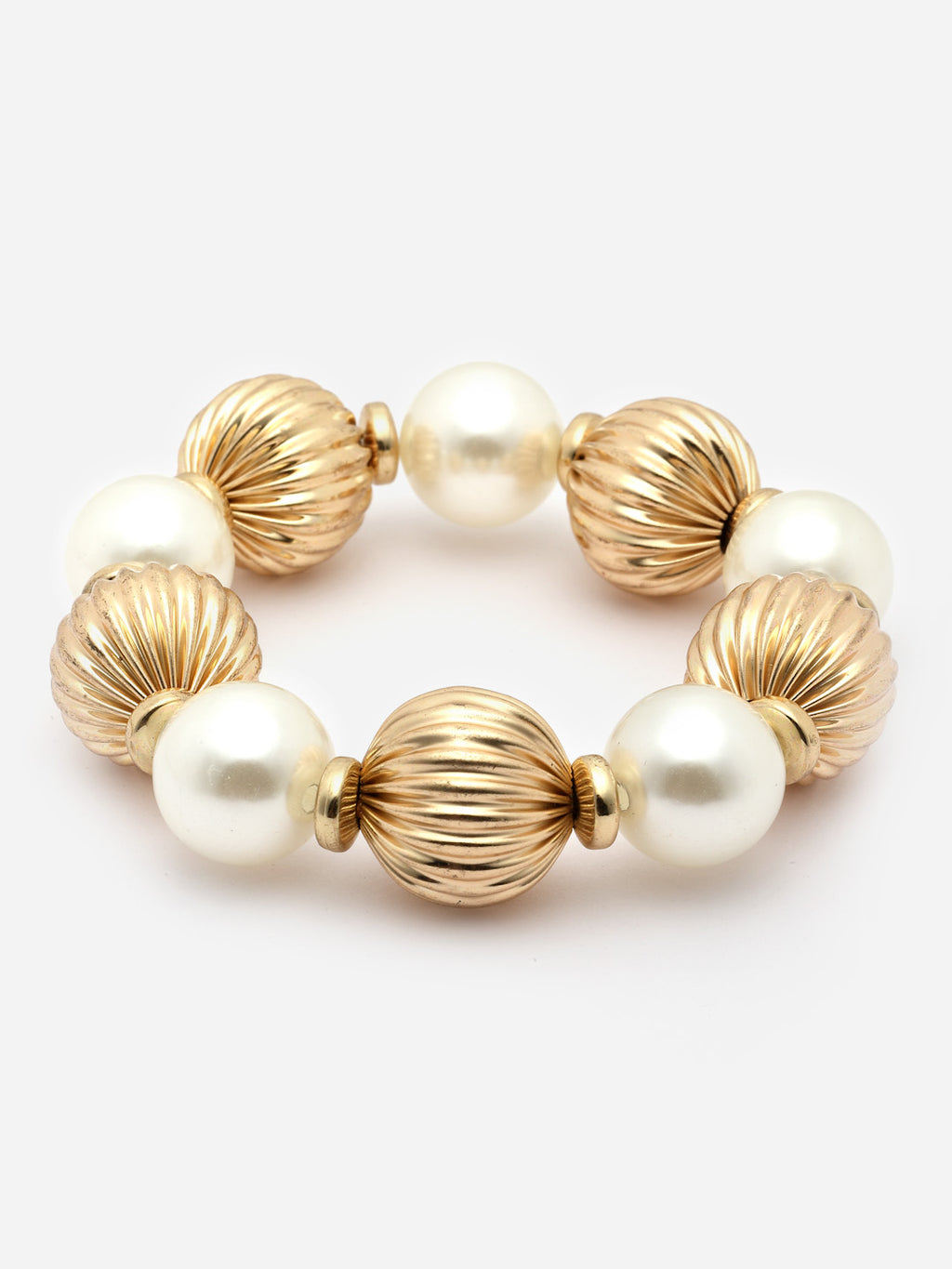 Elegant Gold-Plated and Pearl Statement Bracelet for Women