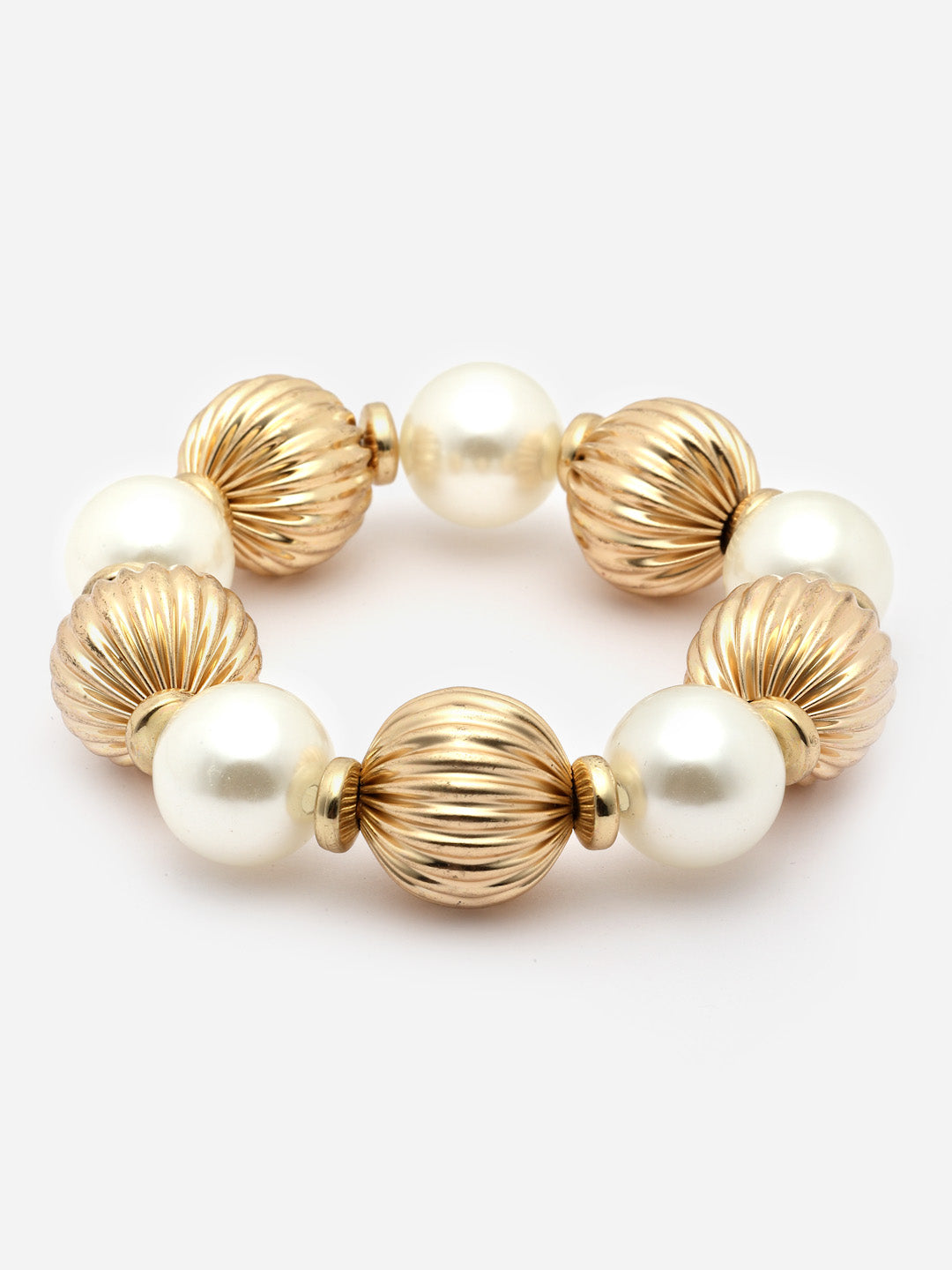 Elegant Gold-Plated and Pearl Statement Bracelet for Women