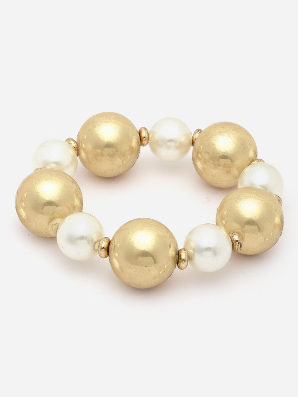 Gold-Plated Beaded Pearl Adjustable Bracelet