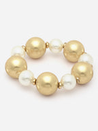 Gold-Plated Beaded Pearl Adjustable Bracelet
